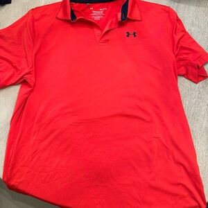 Red Under Armour golf shirt